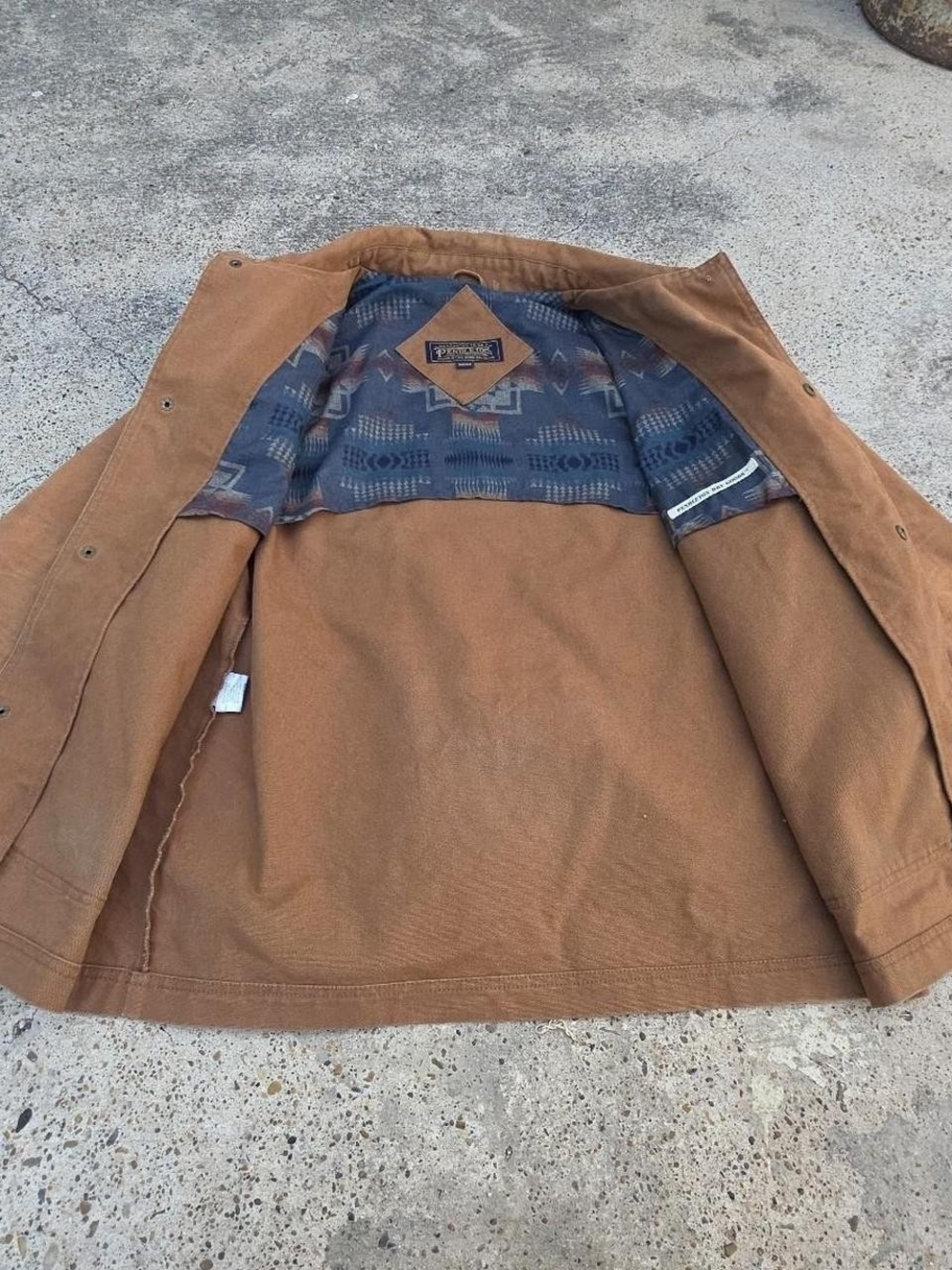Pendleton Chore Coat Size Medium Brown Canvas Work Jacket Barn Western - Picture 5 of 8